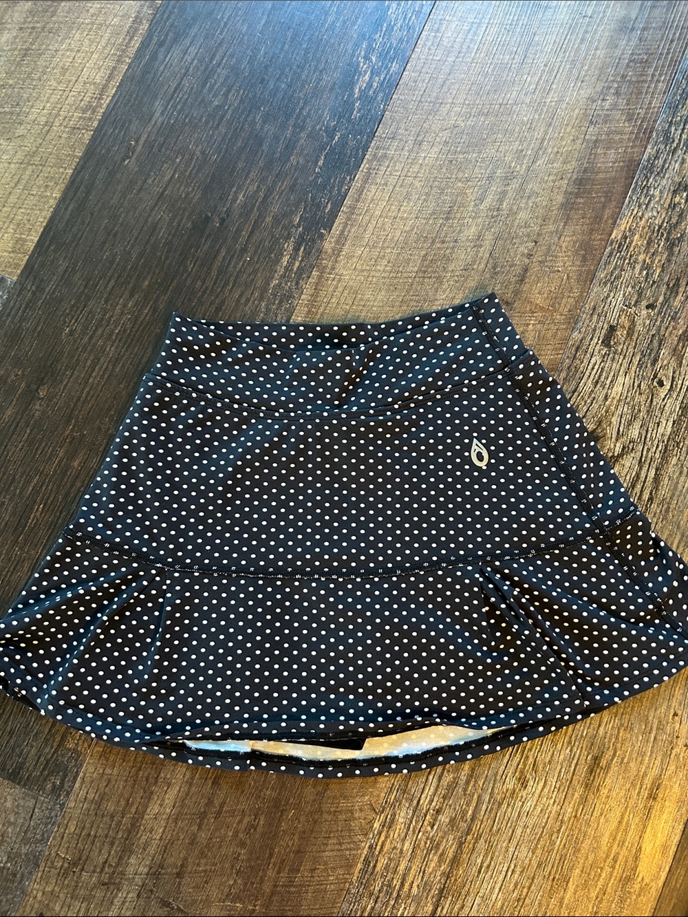 Black Polka Dot Circle Skort with Subtle Logo